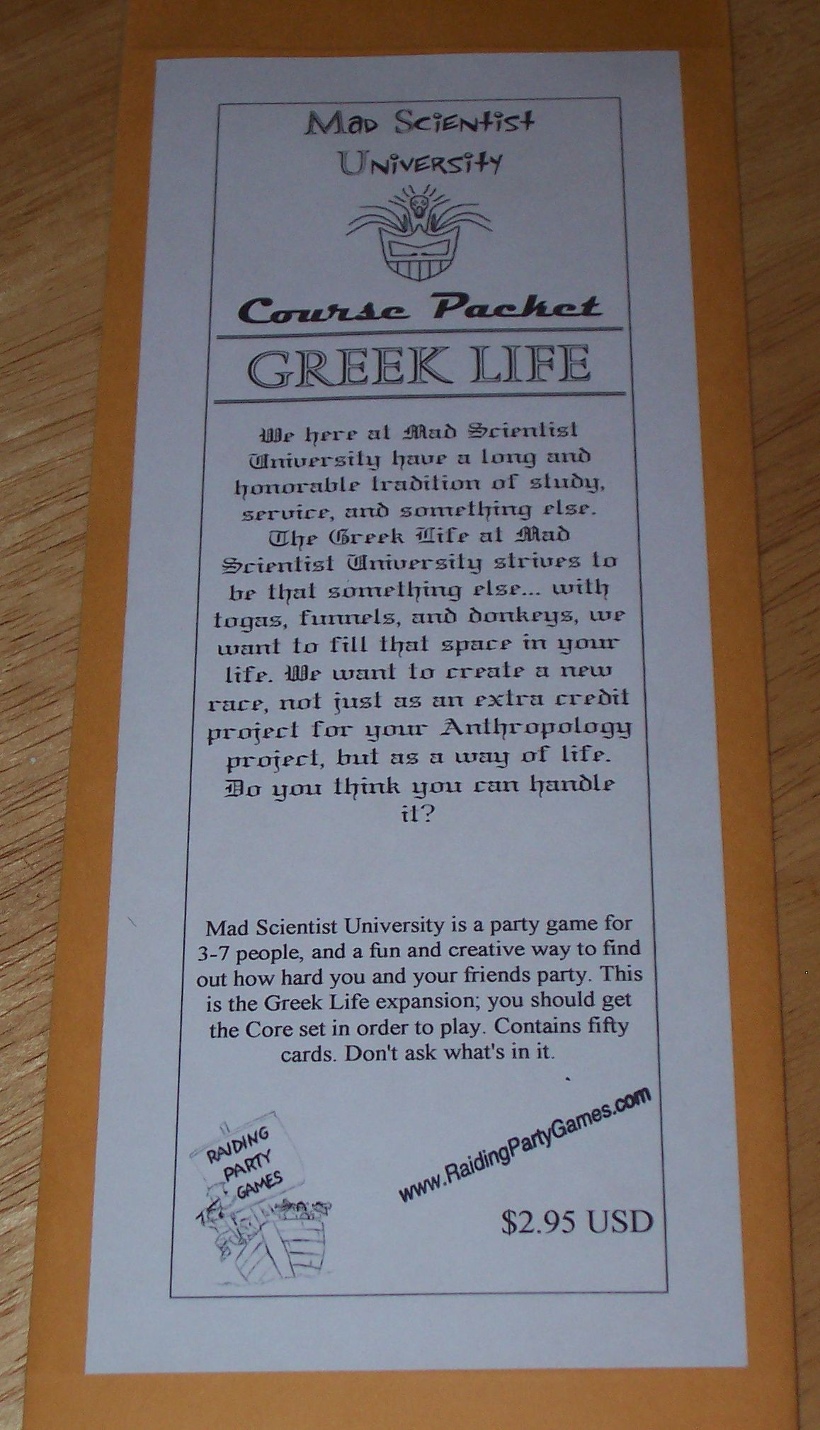 Mad Scientist University Course Packet: Greek Life