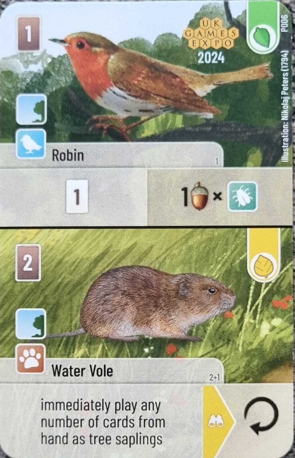 Forest Shuffle: Robin / Water Vole Promo Card