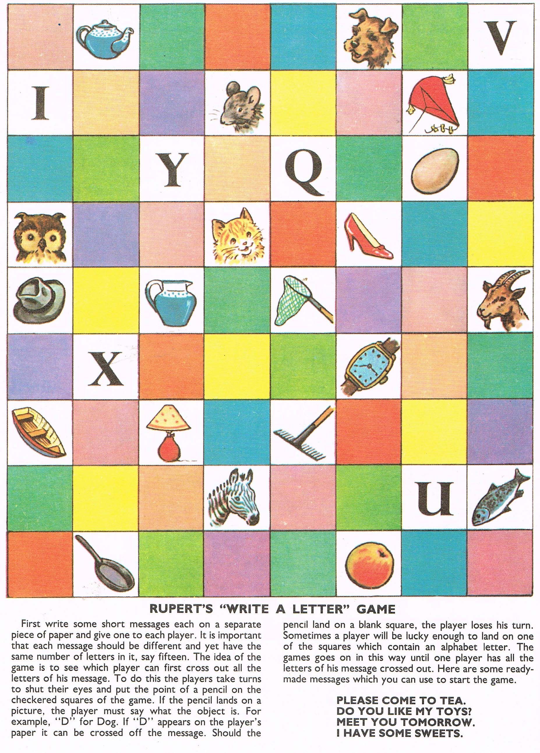 Rupert's "Write a Letter" Game