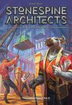 Final box art for Stonespine Architects, a card-drafting game by Jordy Adan (designer of Cartographers), in which you compete to construct the most perilous dungeon.
