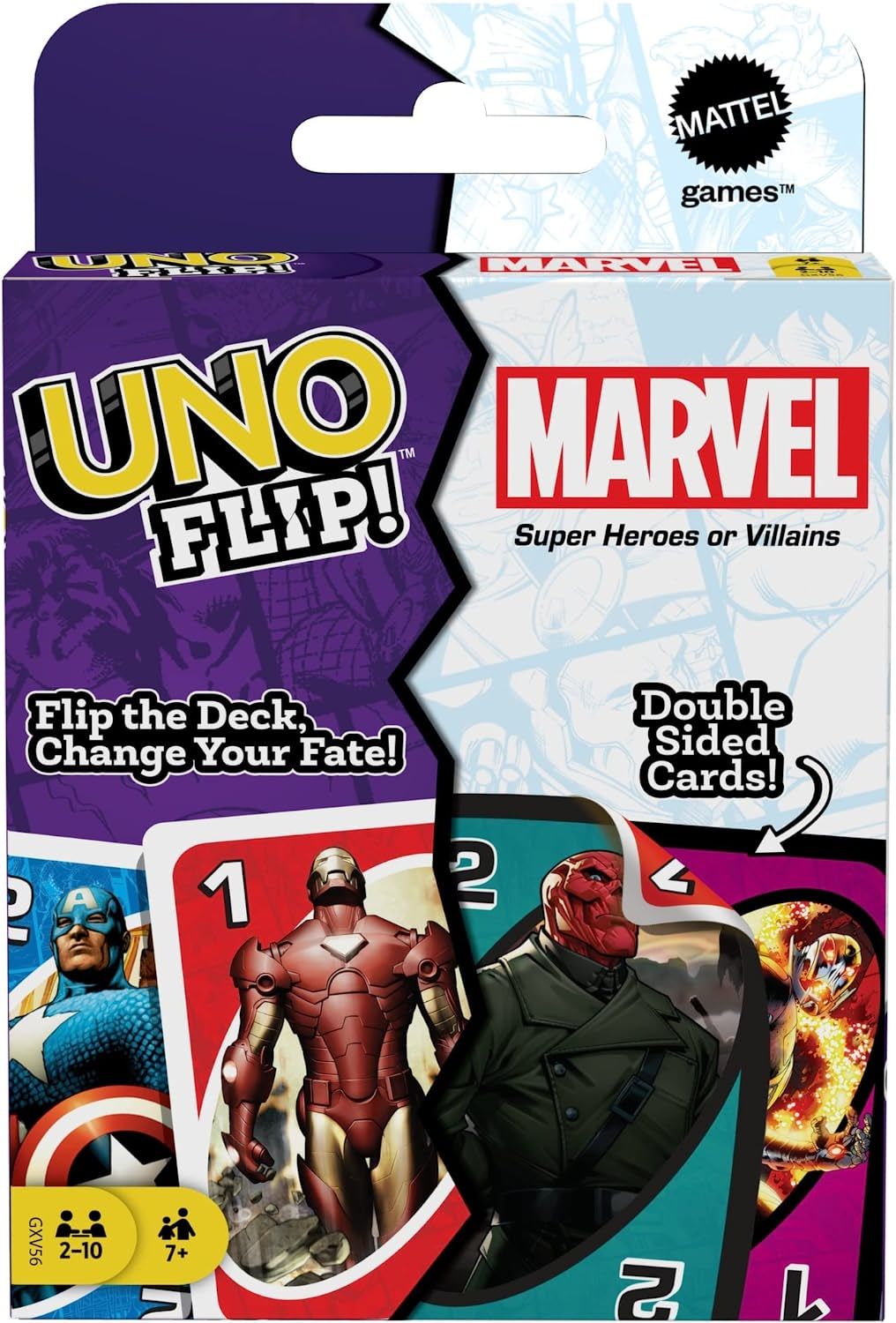 UNO Flip!: Marvel Super Heroes or Villains doboz