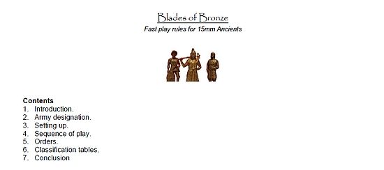 Blades of Bronze: Fast play rules for 15mm Ancients cover