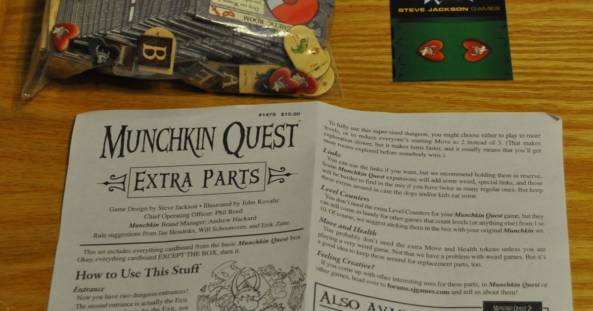 Munchkin Quest Extra Parts Board Game BoardGameGeek