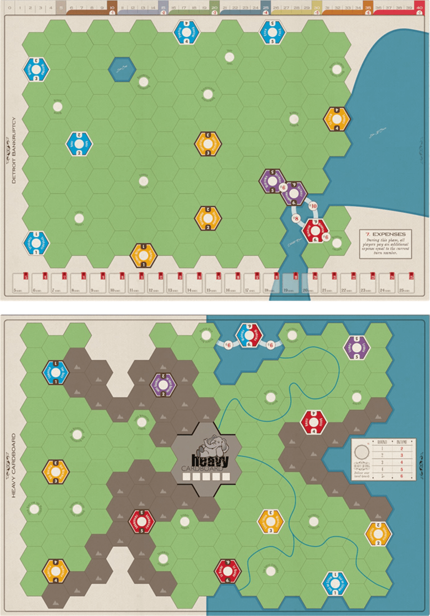 Age of Steam Deluxe Expansion: Detroit Bankruptcy & Heavy Cardboard Maps