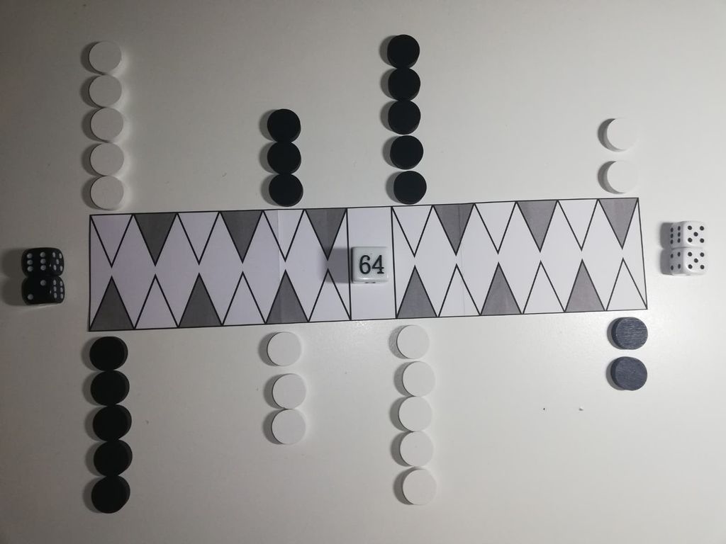 Backgammon board made up of 3 sections, foldable to the size of a ...