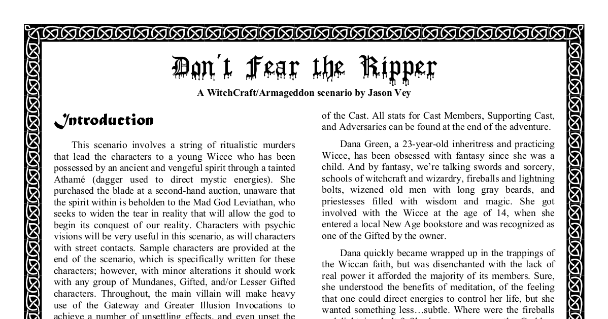 Don't Fear the Ripper | RPG Item | RPGGeek