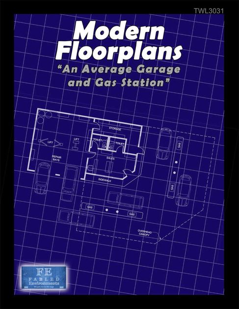 Modern Floorplans: An Average Garage and Gas Station | RPG Item | RPGGeek