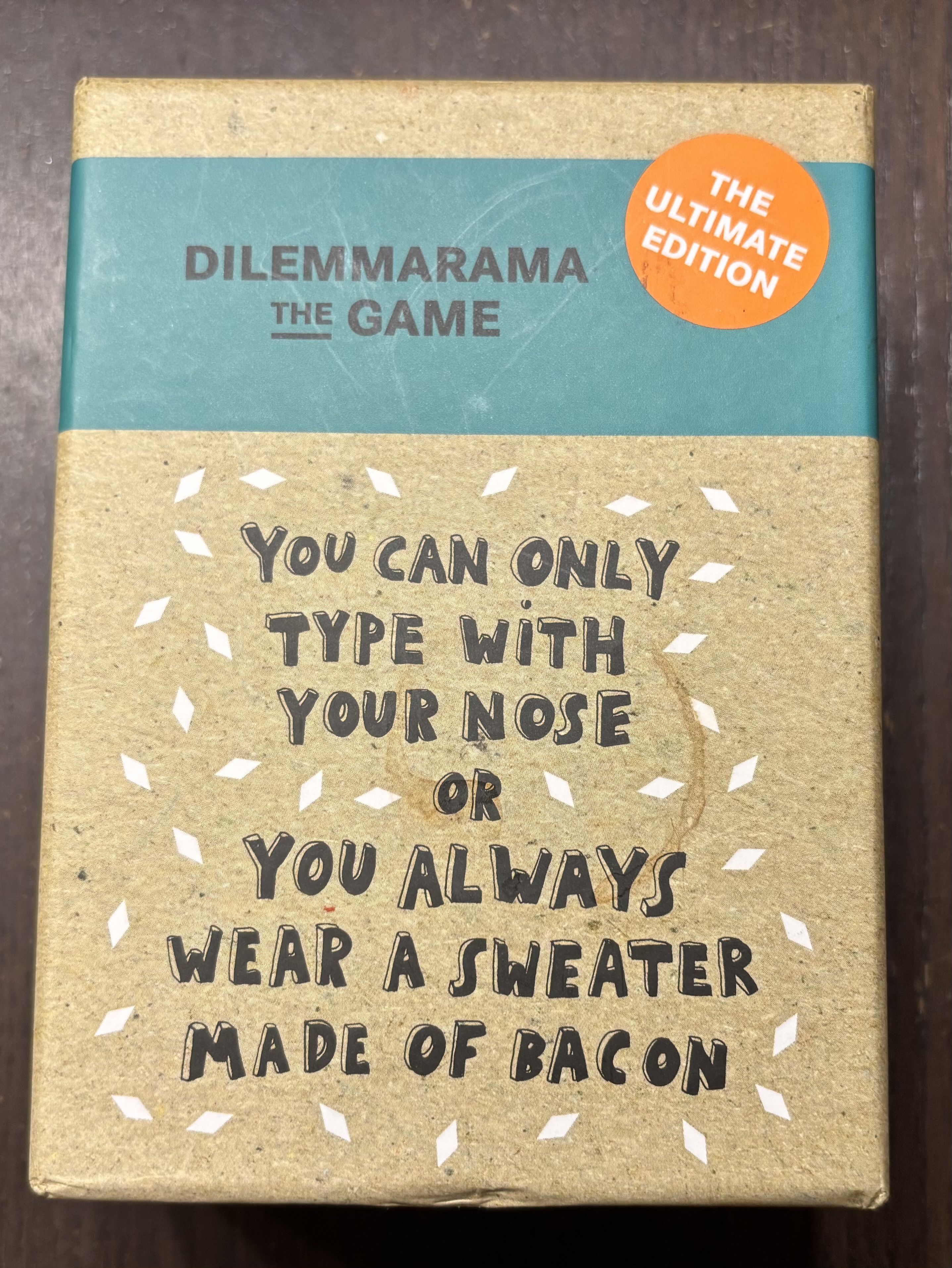 Cover art for Dilemmarama the Game: You Can Only Type With Your Nose or You Always Wear a Sweater Made of Bacon