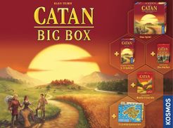 The Catan Big Box was a limited edition german version of Catan. The Catan Big  Box comes with: the base game, 5-6 player expansion, the helpers of Catan  scenario, frenemies of Catan