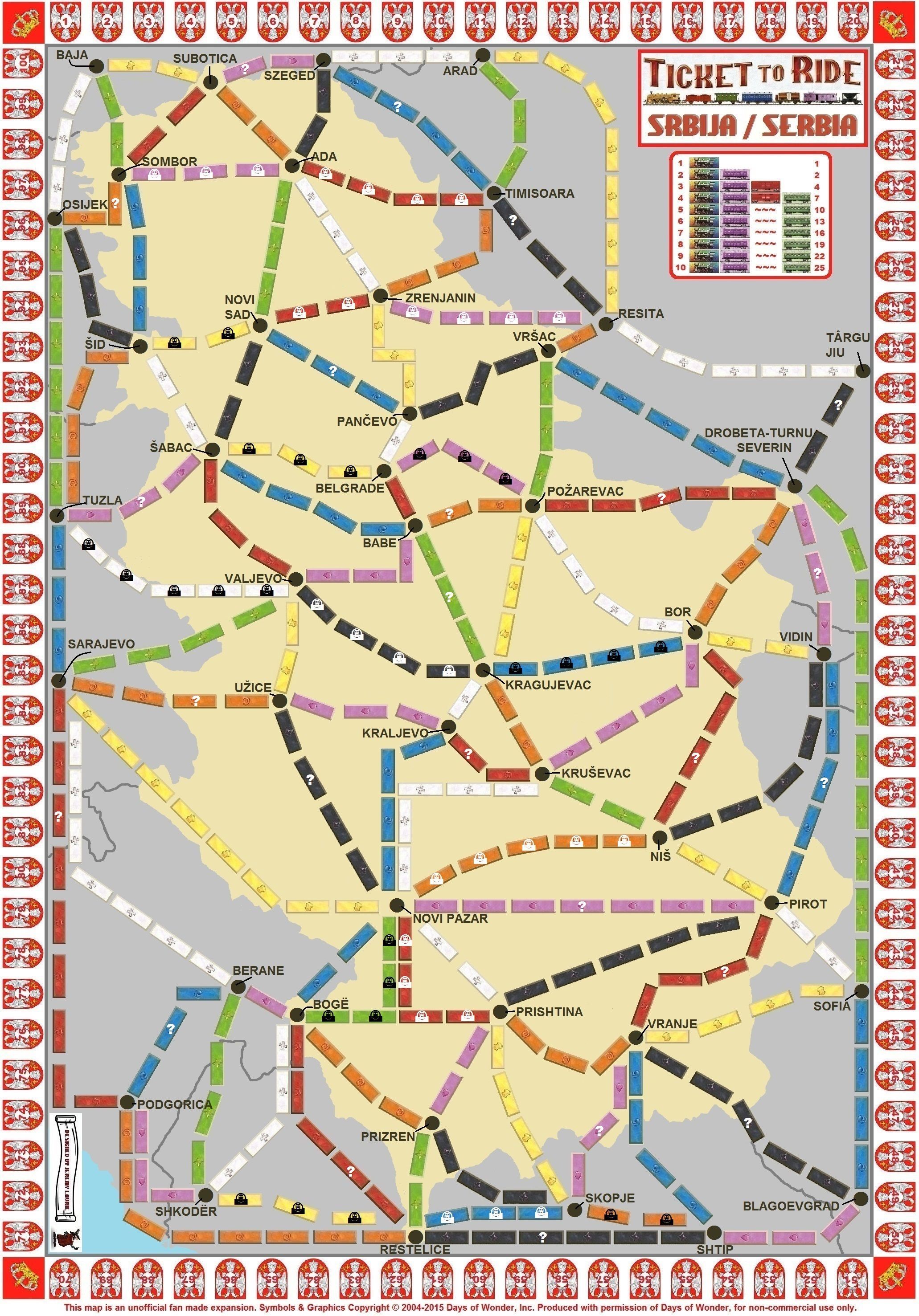 Serbia (fan expansion for Ticket to Ride)