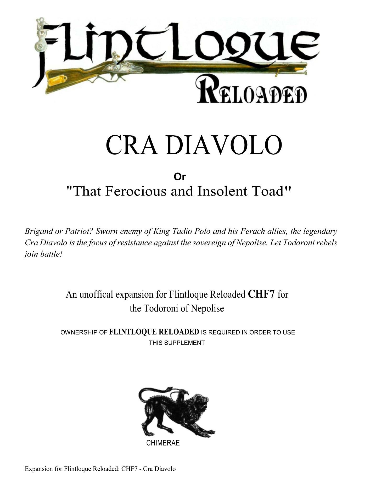 Cra Diavolo, or, "That Ferocious and Insolent Toad"