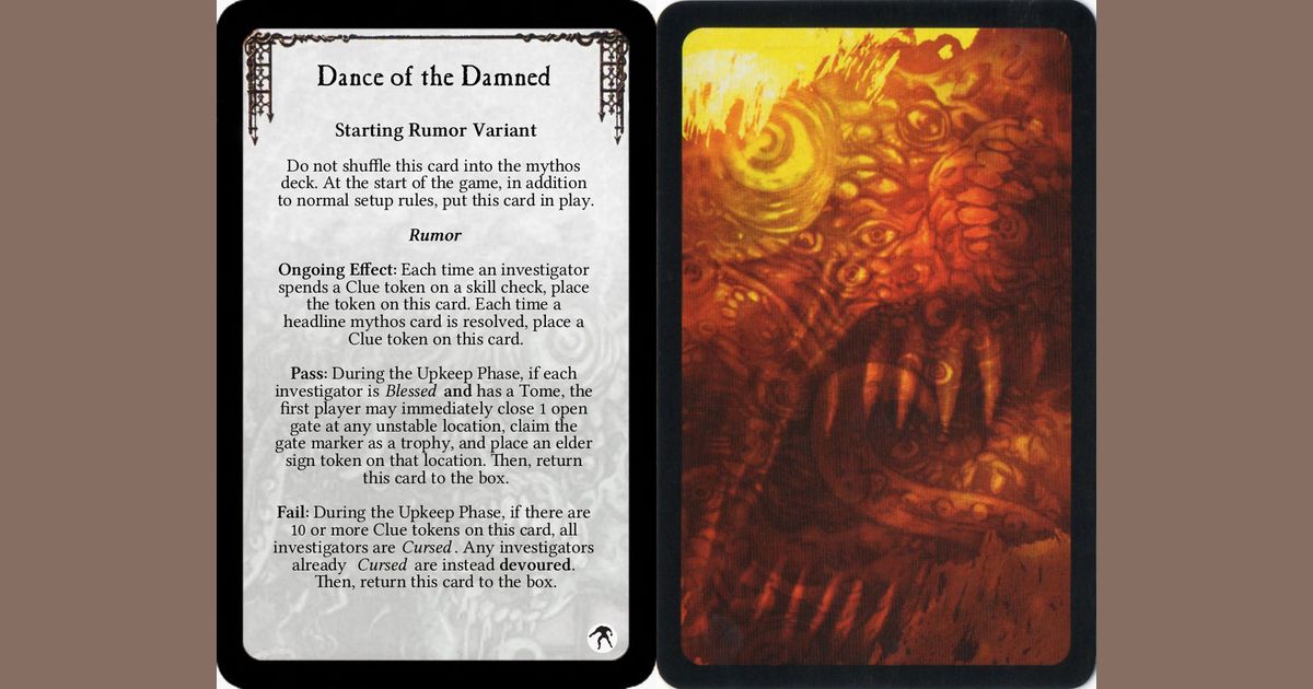 Arkham Horror DANCE OF THE DAMNED Mythos Card Expansion Promo Preorder Bonus 