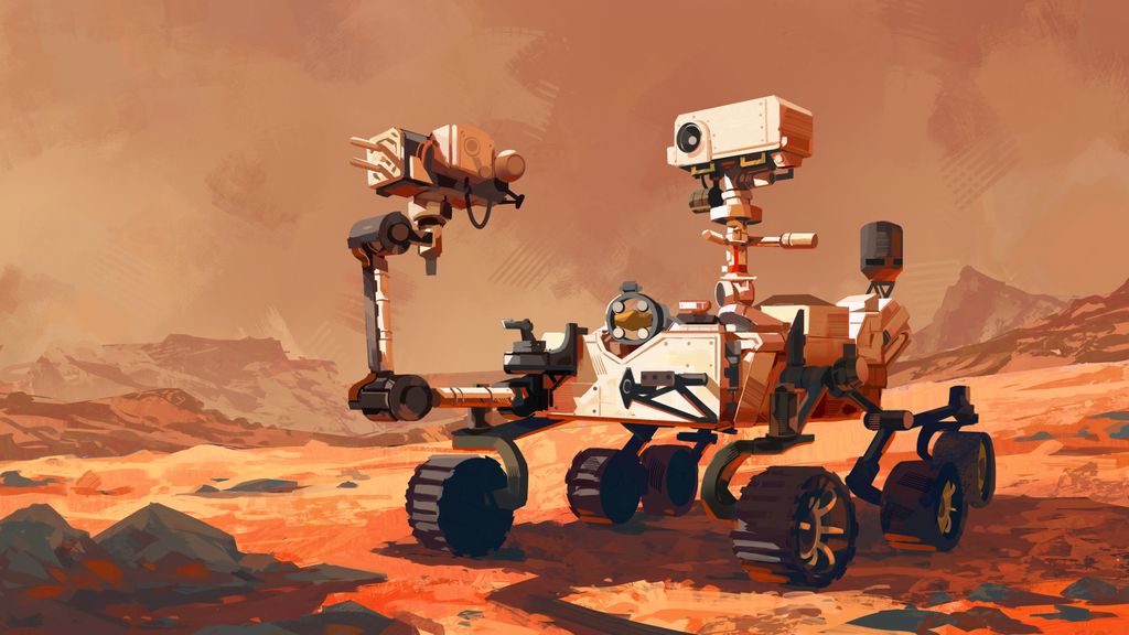 Mars 2020 Perseverance Rover card art from SETI.