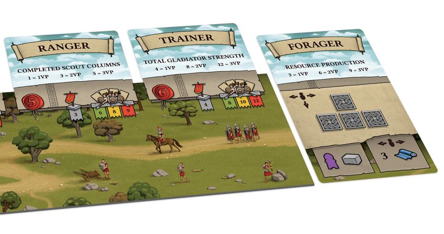 Each round, players must choose 1 card as a path (above their board) and the other as a prospect (beside their board)