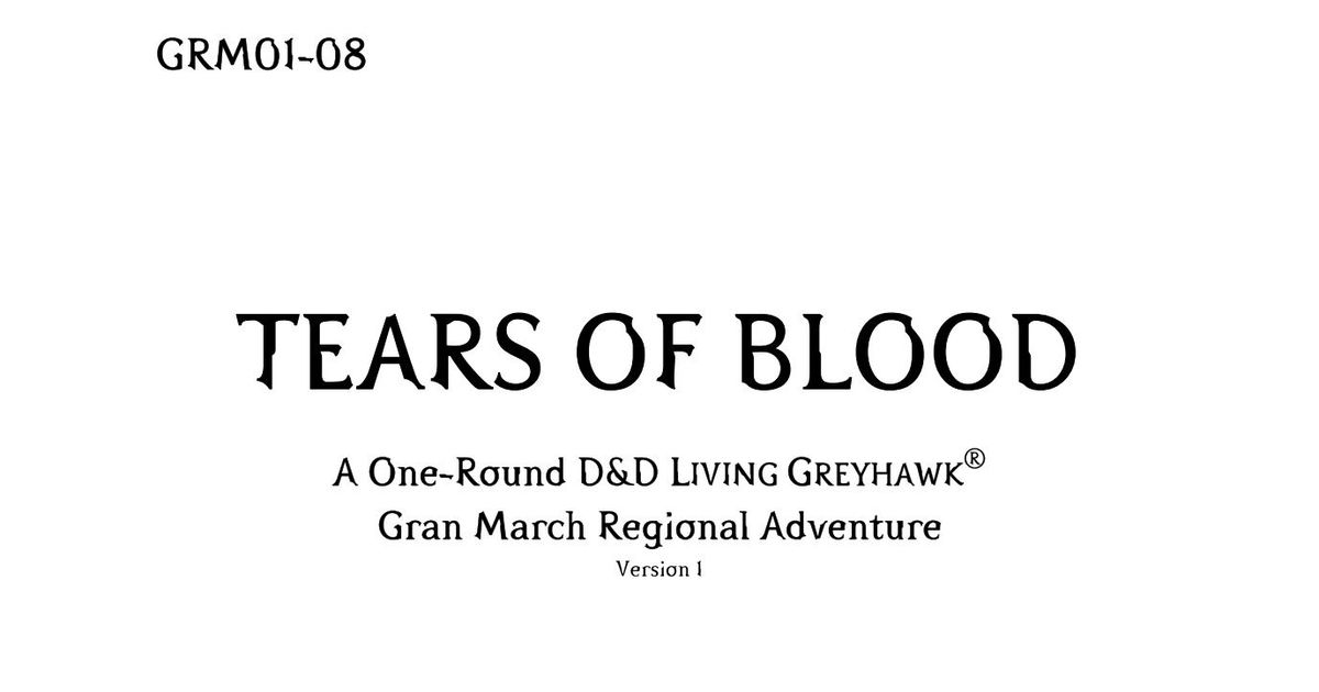 GRM108 Tears of Blood RPG Item RPGGeek