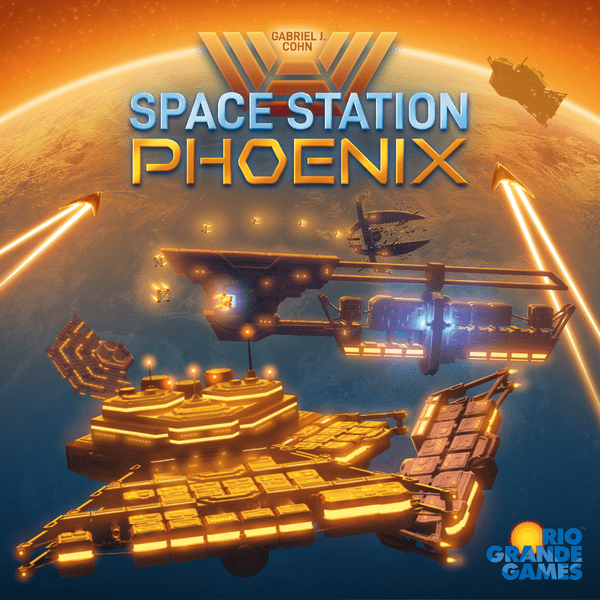 Space Station Phoenix, Rio Grande Games, 2022 — front cover (image provided by the publisher)