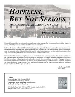 Panzer Grenadier: Hopeless, But Not Serious – The Austrian Federal Army, 1934-1938