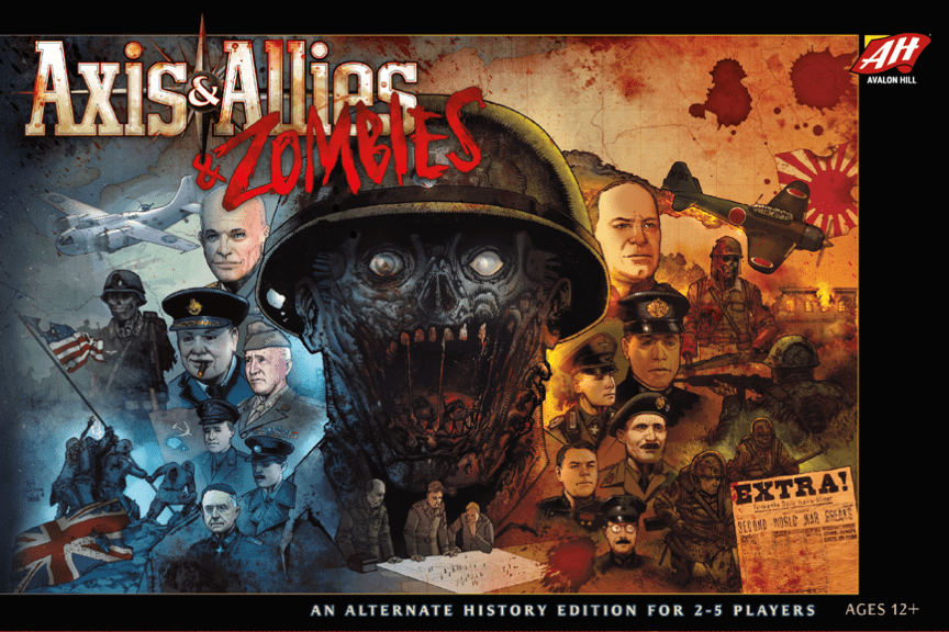 Axis & Allies & Zombies, Avalon Hill, 2018 — front cover (image provided by the publisher)