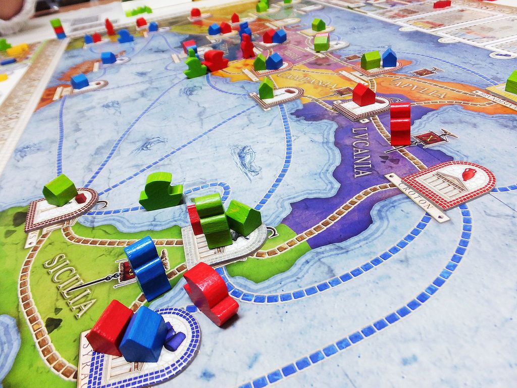 A three-player game in progress. — Photo by moonblogger on BoardGameGeek