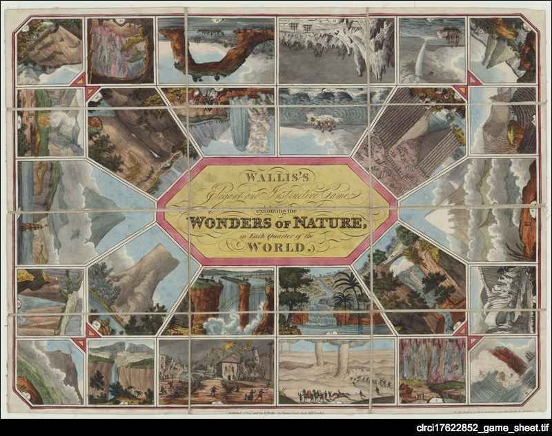 Wallis's Elegant and Instructive Game exhibiting the Wonders of Nature in Each Quarter of the World doboz