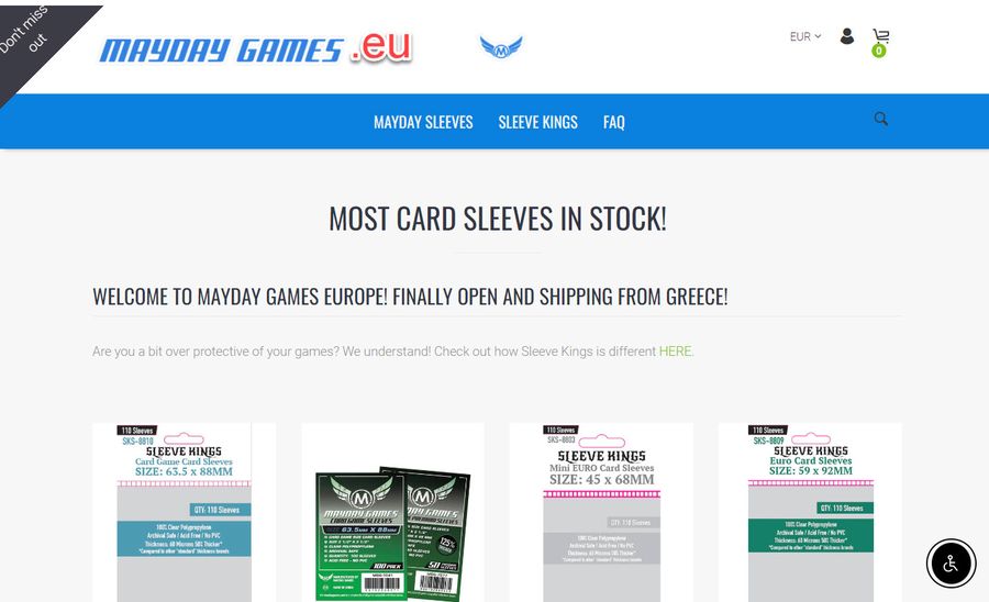 Mayday Sleeves - Jeux de société -  Mayday Sleeve Card Game  Standard x 100 - 63,5x88 mm MDG-7041