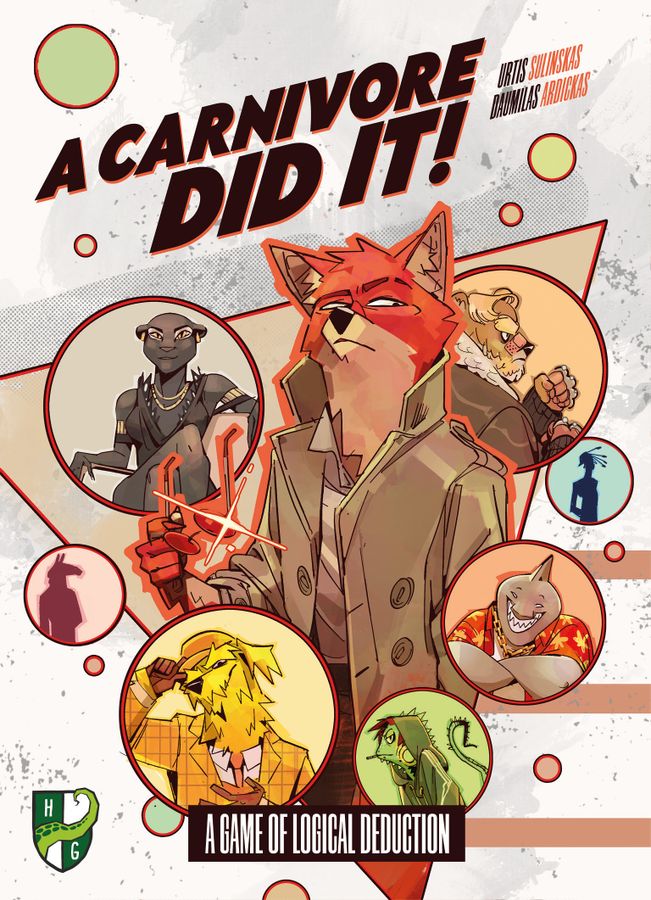 A Carnivore Did It gioco da tavolo cooperativo deduttivo per 1-5 giocatori - copertina ufficiale Horrible Guild