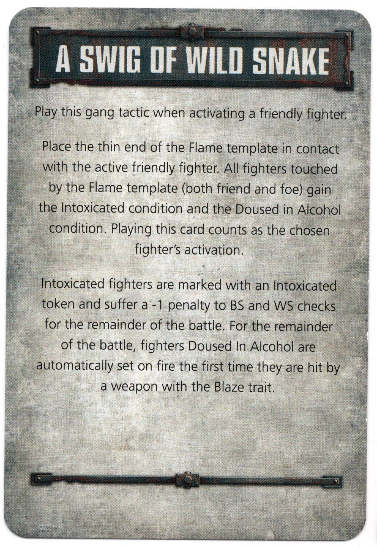 Necromunda: Underhive – A Swig Of Wild Snake Tactics Card cover art