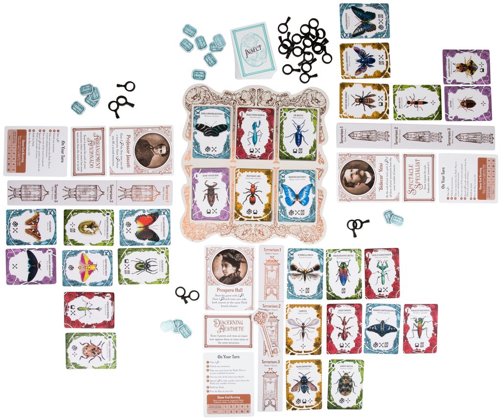 Menagerie: Unlock the Wonders of a Miniature World, Moose Games, 2025 — 게임 구성 요소(출판사 제공 이미지)