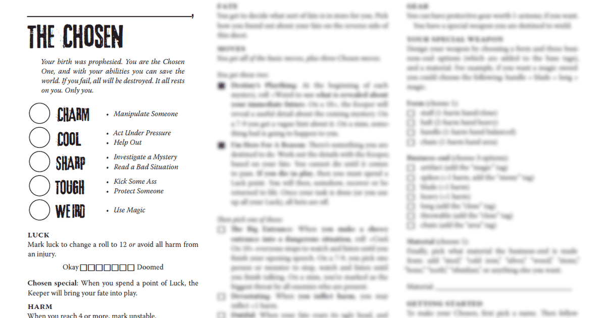 Monster of the Week Revised Edition Playbooks | RPG Item | RPGGeek