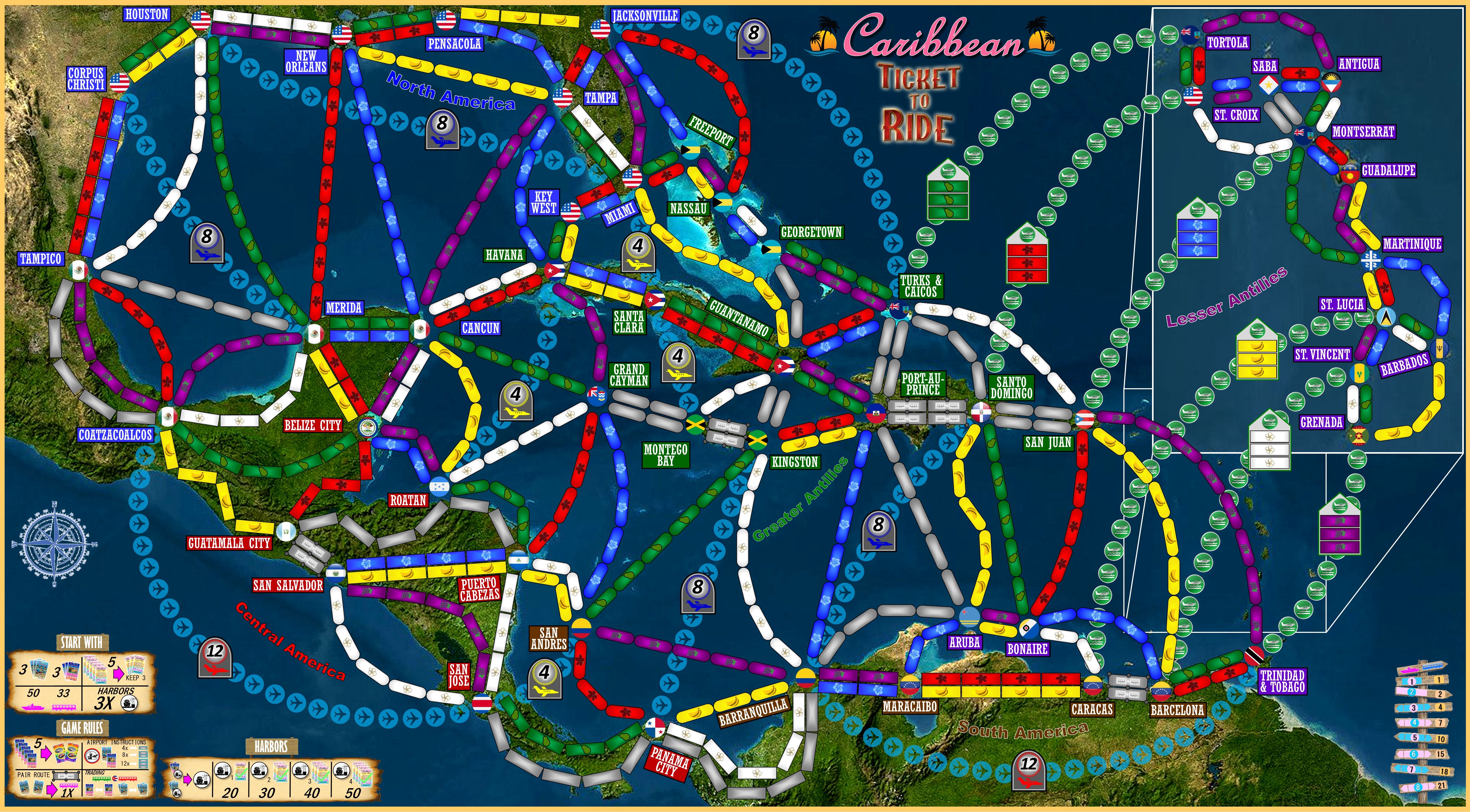 Caribbean (fan expansion for Ticket to Ride: Rails and Sails)