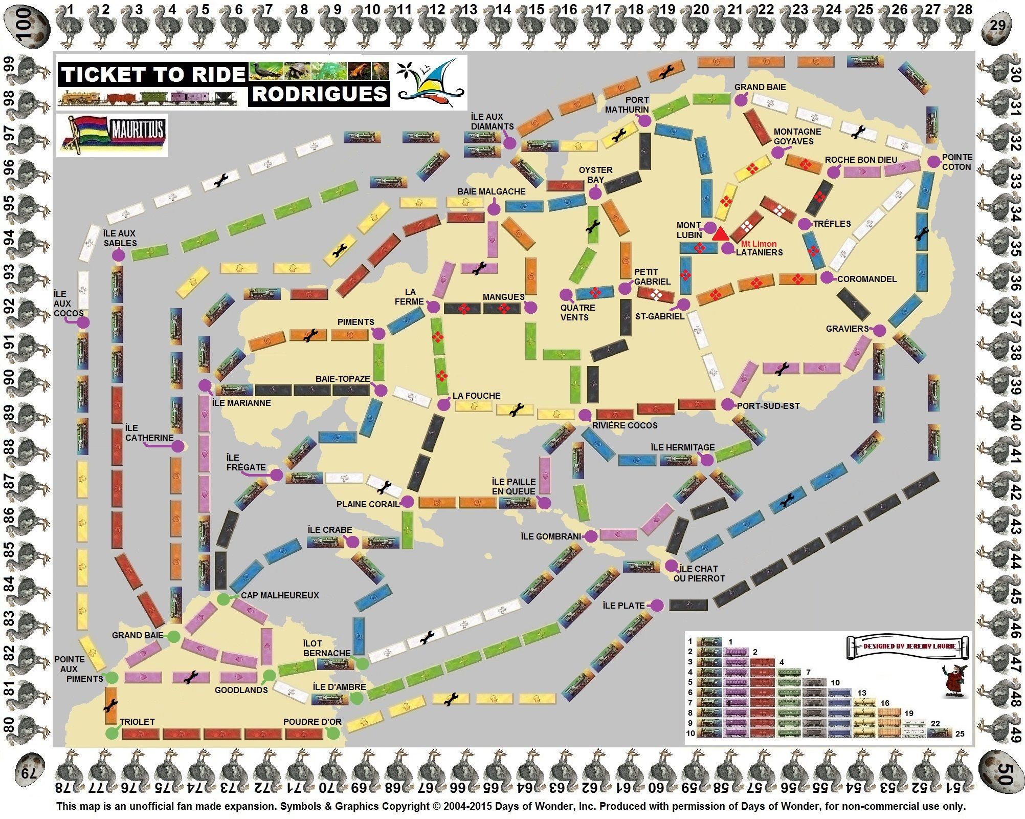 Rodrigues & Mauritius (fan expansion for Ticket to Ride)