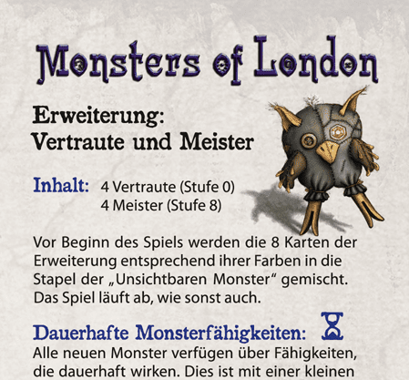 Monsters of London: Familiars and Masters Expansion cover art