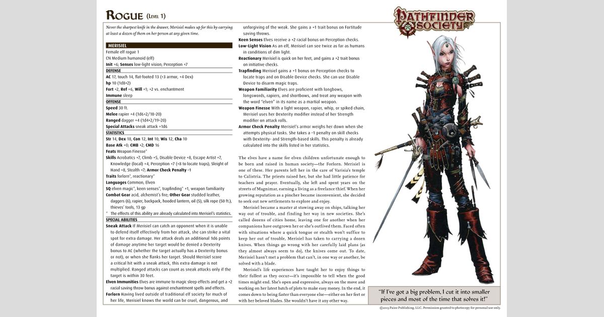 Pathfinder Core Rulebook Rogue RPG Item RPGGeek