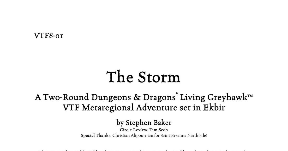 VTF8-01: The Storm | RPG Item | RPGGeek