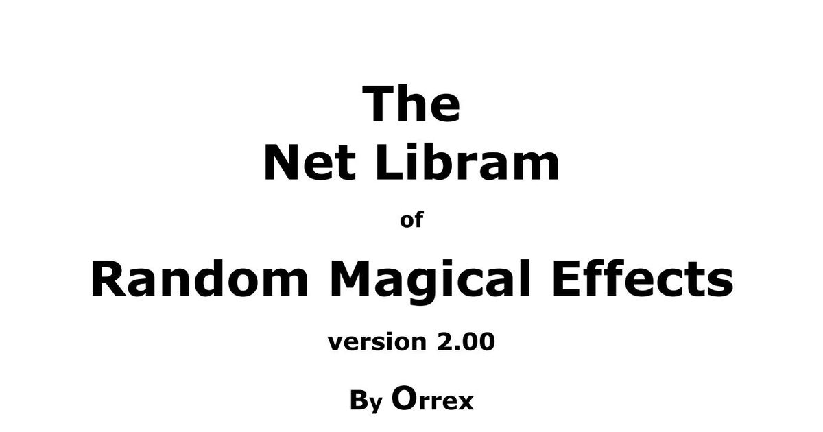 The Net Libram of Random Magical Effects Version 2.00 RPG Item RPGGeek