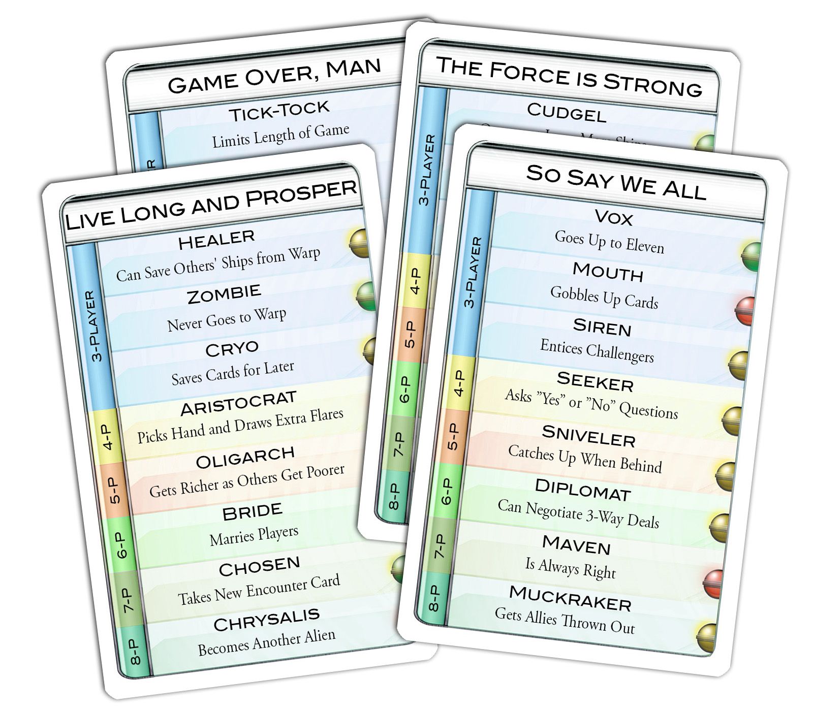 Cosmic Encounter: 8-player Combo Cards